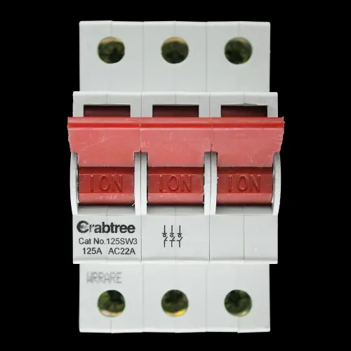 CRABTREE 125 AMP MAIN SWITCH DISCONNECTOR TRIPLE POLE 125SW3