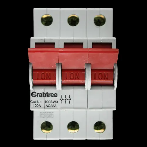 CRABTREE 100 AMP TRIPLE POLE MAIN SWITCH DISCONNECTOR 100SW3
