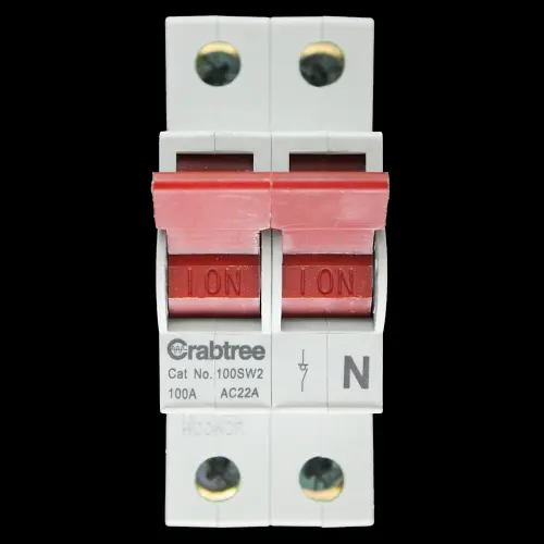 CRABTREE 100 AMP DOUBLE POLE MAIN SWITCH DISCONNECTOR 100SW2