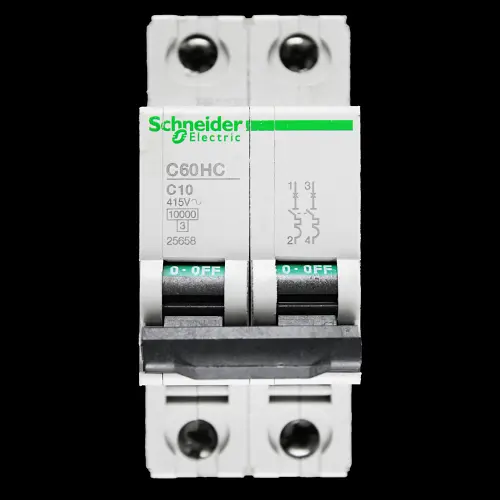 SCHNEIDER 10 AMP CURVE C 10kA DOUBLE POLE MCB CIRCUIT BREAKER C60HC 25658