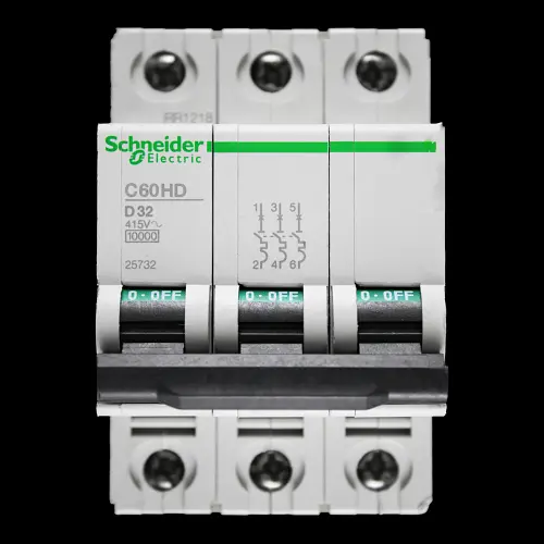 SCHNEIDER 32 AMP CURVE D 10kA TRIPLE POLE MCB CIRCUIT BREAKER C60HD 25732