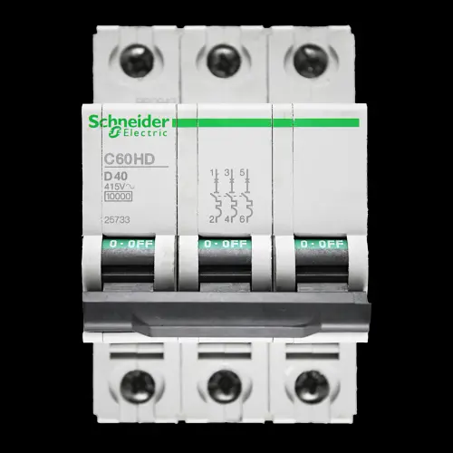 SCHNEIDER 40 AMP CURVE D 10kA TRIPLE POLE MCB CIRCUIT BREAKER C60HD 25733