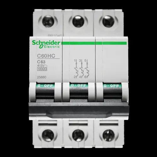 SCHNEIDER 63 AMP CURVE C 10kA TRIPLE POLE MCB CIRCUIT BREAKER C60HC 25680