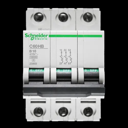 SCHNEIDER 10 AMP CURVE B 10kA TRIPLE POLE MCB CIRCUIT BREAKER C60HB 25869