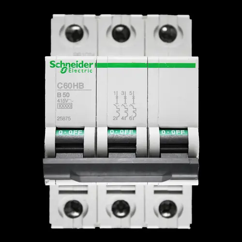 SCHNEIDER 50 AMP CURVE B 10kA TRIPLE POLE MCB CIRCUIT BREAKER C60HB 25875