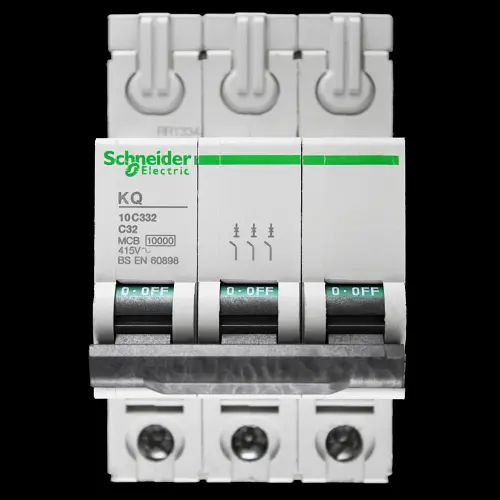 SCHNEIDER 32 AMP CURVE C 10kA TRIPLE POLE MCB CIRCUIT BREAKER KQ 10C332