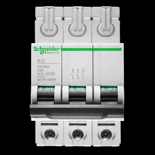 SCHNEIDER 63 AMP CURVE C 10kA TRIPLE POLE MCB CIRCUIT BREAKER KQ 10C363