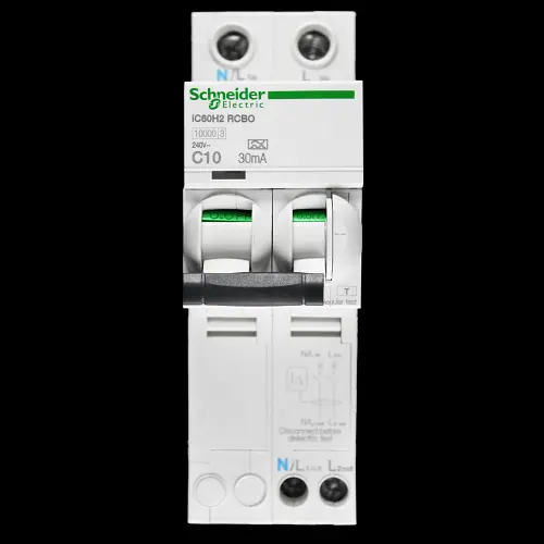 SCHNEIDER 10 AMP CURVE C 10kA 30mA DOUBLE POLE TYPE A IC60H2 A9D11210