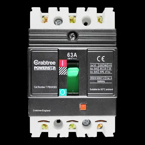 CRABTREE 63 AMP 25kA TRIPLE POLE MCCB 7PBGN363 POWERSTAR