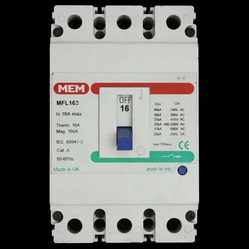 MEM 16 AMP 25kA TRIPLE POLE MCCB MFL163