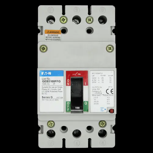 EATON 100 AMP 18kA TRIPLE POLE MCCB GEB3100FFG SERIES G