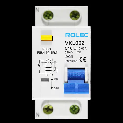 ROLEC 16 AMP CURVE C 6kA 30mA DOUBLE POLE RCBO TYPE AC VKL002