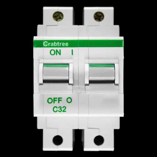 CRABTREE 32 AMP CURVE C 16kA DOUBLE POLE MCB CIRCUIT BREAKER POLESTAR 62C/32