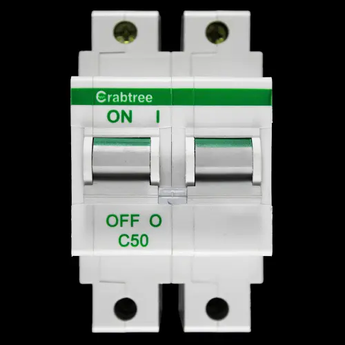 CRABTREE 50 AMP CURVE C 16kA DOUBLE POLE MCB CIRCUIT BREAKER POLESTAR 62C/50