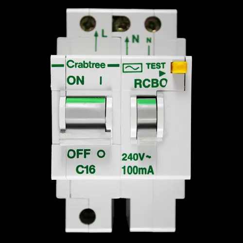 CRABTREE 16 AMP CURVE C 10kA 100mA DOUBLE POLE RCBO TYPE AC POLESTAR 602C/16100