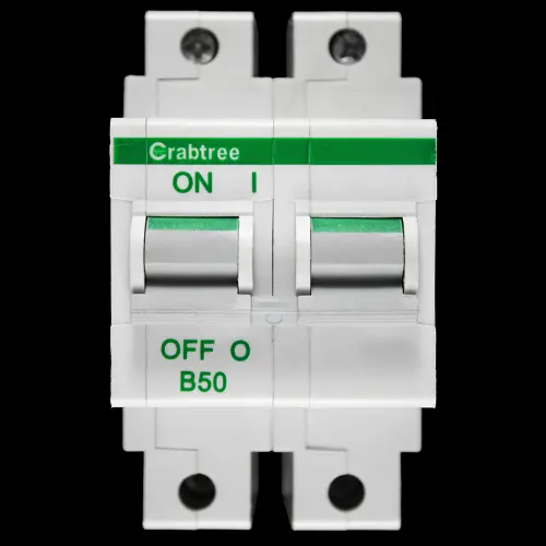 CRABTREE 50 AMP CURVE B 16kA DOUBLE POLE MCB CIRCUIT BREAKER POLESTAR 62B/50