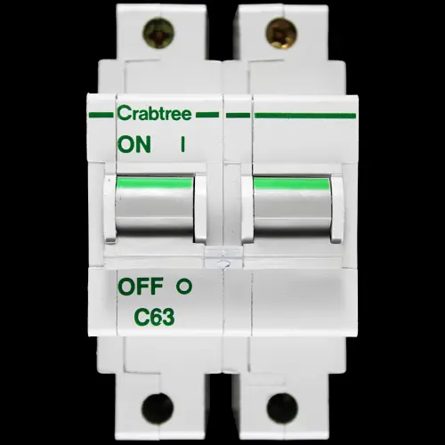 CRABTREE 63 AMP CURVE C 16kA DOUBLE POLE MCB CIRCUIT BREAKER POLESTAR 62C/63