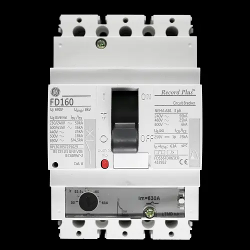 GENERAL ELECTRIC 63 AMP 36kA TRIPLE POLE MCCB FD160 FDS36TD063ED