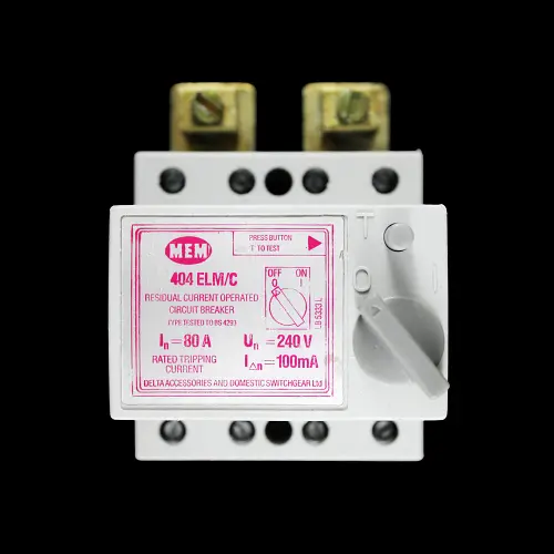 MEM 80 AMP 100mA DOUBLE POLE RCCB RCD 404ELM/C