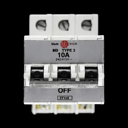 BILL 10 AMP TYPE 3 M9 TRIPLE POLE MCB CIRCUIT BREAKER 3T103