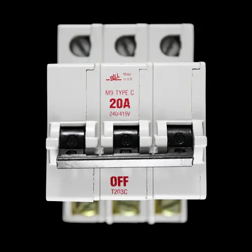 BILL 20 AMP CURVE C M9 TRIPLE POLE MCB CIRCUIT BREAKER T203C RED
