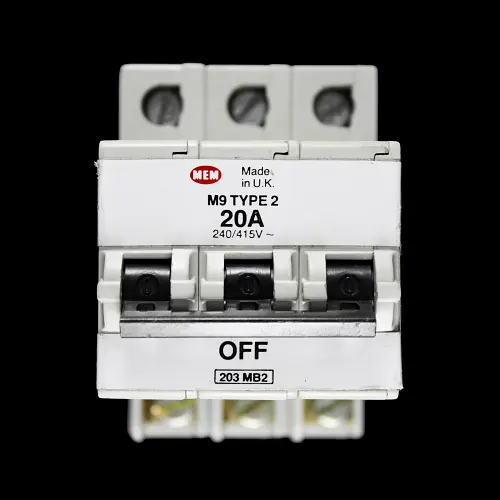 MEM 20 AMP TYPE 2 M9 TRIPLE POLE MCB CIRCUIT BREAKER 203 MB2