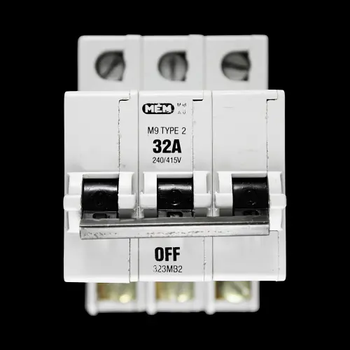 MEM 32 AMP TYPE 2 M9 TRIPLE POLE MCB CIRCUIT BREAKER 323MB2 GREY