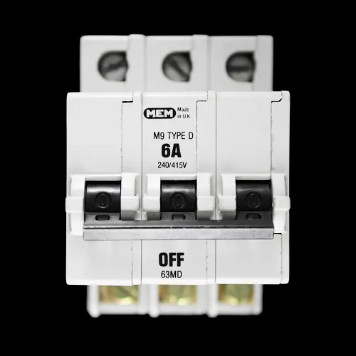 MEM 6 AMP CURVE D M9 TRIPLE POLE MCB CIRCUIT BREAKER 63MD