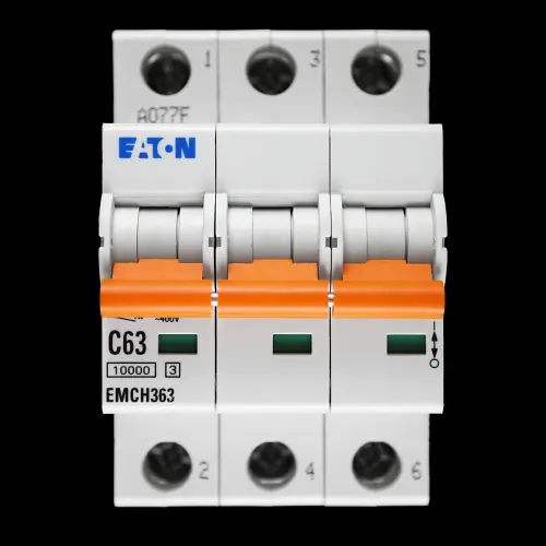 EATON 63 AMP CURVE C 10kA TRIPLE POLE MCB CIRCUIT BREAKER EMCH363