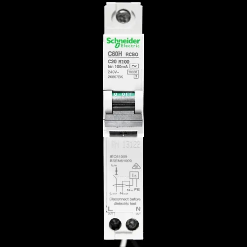 SCHNEIDER 20 AMP CURVE C 10kA 100mA RCBO TYPE AC 26867BK