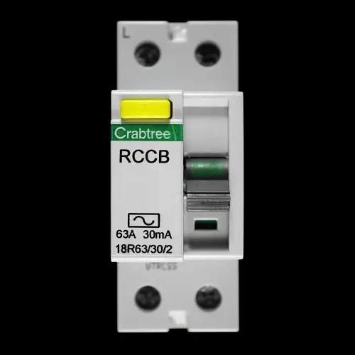 CRABTREE 63 AMP 30mA DOUBLE POLE RCCB RCD LOADSTAR TYPE AC 18R63/30/2
