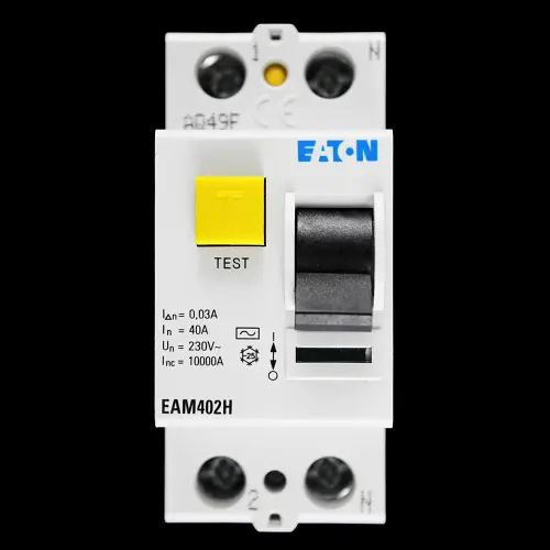 EATON 40 AMP 30mA DOUBLE POLE RCCB RCD TYPE AC EAM402H YELLOW