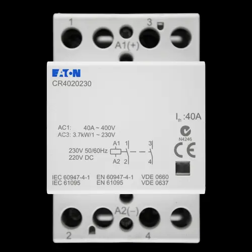 EATON 40 AMP DOUBLE POLE NO CONTACTOR 230/220V AC/DC COIL CR4020230