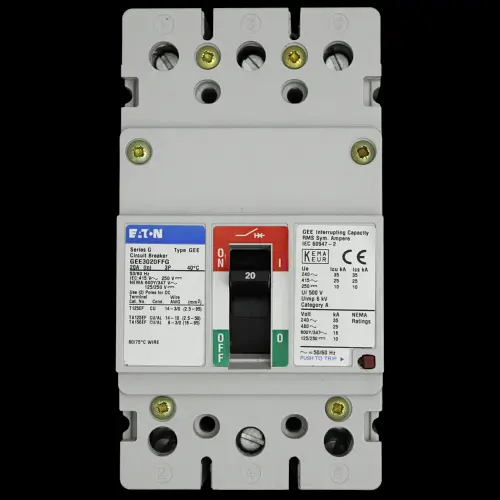 EATON 20 AMP 25kA TRIPLE POLE MCCB GEE3020FFG SERIES G