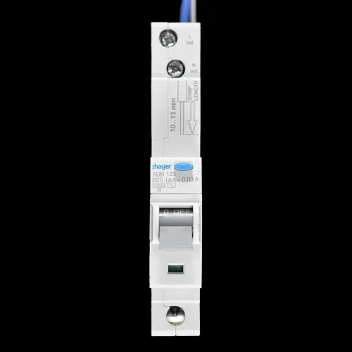 HAGER 25 AMP CURVE B 10kA 30mA RCBO TYPE AC ADB125 106750