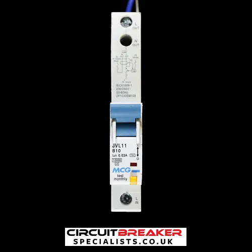 MCG 10 AMP CURVE B 10kA 30mA RCBO TYPE AC JVL11 2P1030SM10B