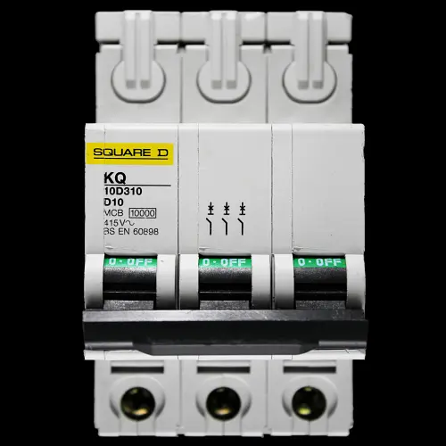 SQUARE D 10 AMP CURVE D 10kA TRIPLE POLE MCB CIRCUIT BREAKER KQ 10D310