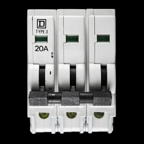 SQUARE D 20 AMP TYPE 3 M9 TRIPLE POLE MCB CIRCUIT BREAKER QOE