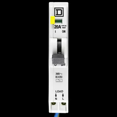 SQUARE D 20 AMP CURVE B 10kA 10mA RCBO TYPE A QOE