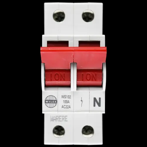 WYLEX 100 AMP DOUBLE POLE MAIN SWITCH DISCONNECTOR WS102 AC22A