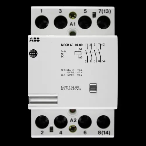 ABB WYLEX 63 AMP FOUR POLE NO CONTACTOR 240V COIL MESB 63-40-00
