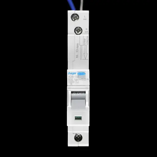 HAGER 32 AMP CURVE B 10kA 30mA RCBO TYPE AC ADB132 106751