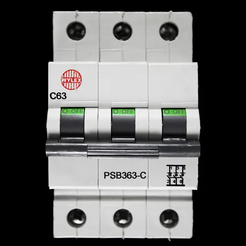 WYLEX 63 AMP CURVE C 10kA TRIPLE POLE MCB CIRCUIT BREAKER PSB363-C BC