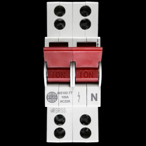 WYLEX 100 AMP DOUBLE POLE MAIN SWITCH DISCONNECTOR WS102-TT AC22A