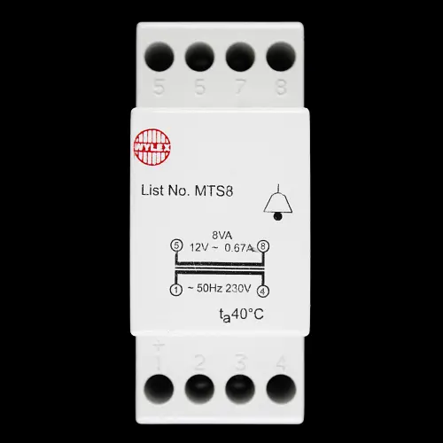 WYLEX 12V 0.67A 8VA DOOR BELL TRANSFORMER DIN RAIL 230V MTS8