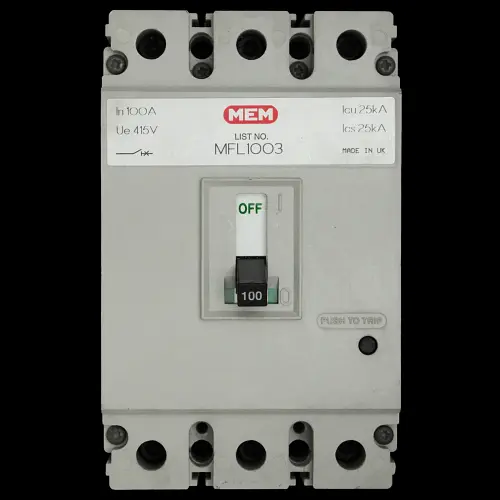 MEM 100 AMP 25kA TRIPLE POLE MCCB MFL1003
