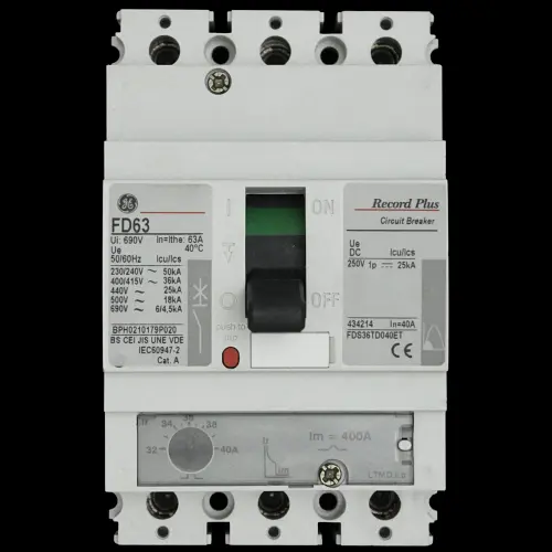 GENERAL ELECTRIC 40 AMP 36kA TRIPLE POLE MCCB FD63 FDS36TD040ET GE