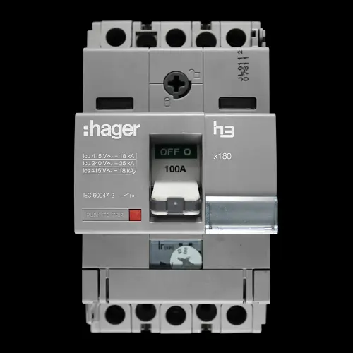 HAGER 100 AMP 18kA TRIPLE POLE MCCB X160 313067 HDA100U