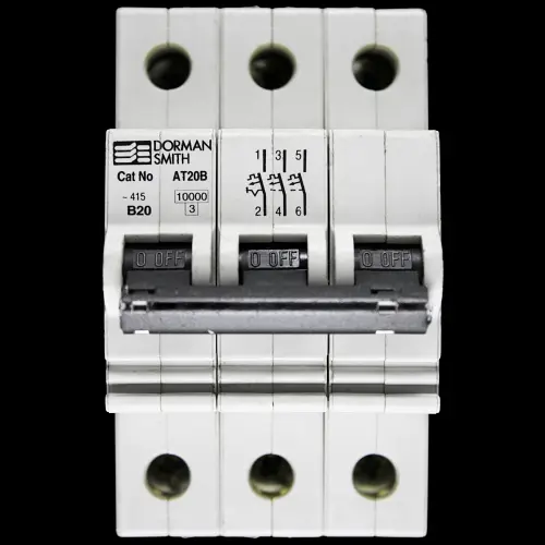 DORMAN SMITH 20 AMP CURVE B 10kA TRIPLE POLE MCB CIRCUIT BREAKER AT20B