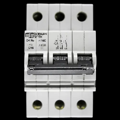DORMAN SMITH 16 AMP CURVE C 10kA TRIPLE POLE MCB CIRCUIT BREAKER AT16C